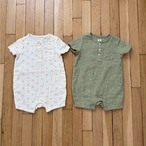 Set of 2 baby GAP gauze rompers